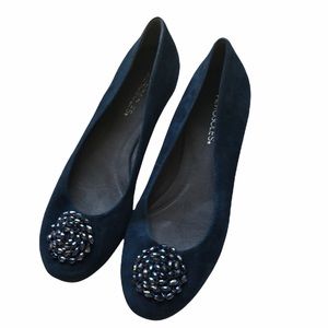Navy suede flats